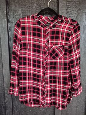Talbots Red & Black Plaid Button-Up Shirt